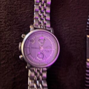 Bulova Silver Watch with Purple Accents